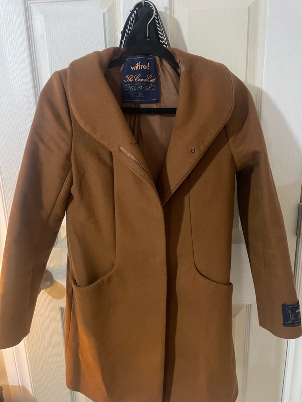 Wilfred Brown Shawl-Collar Wool Coat